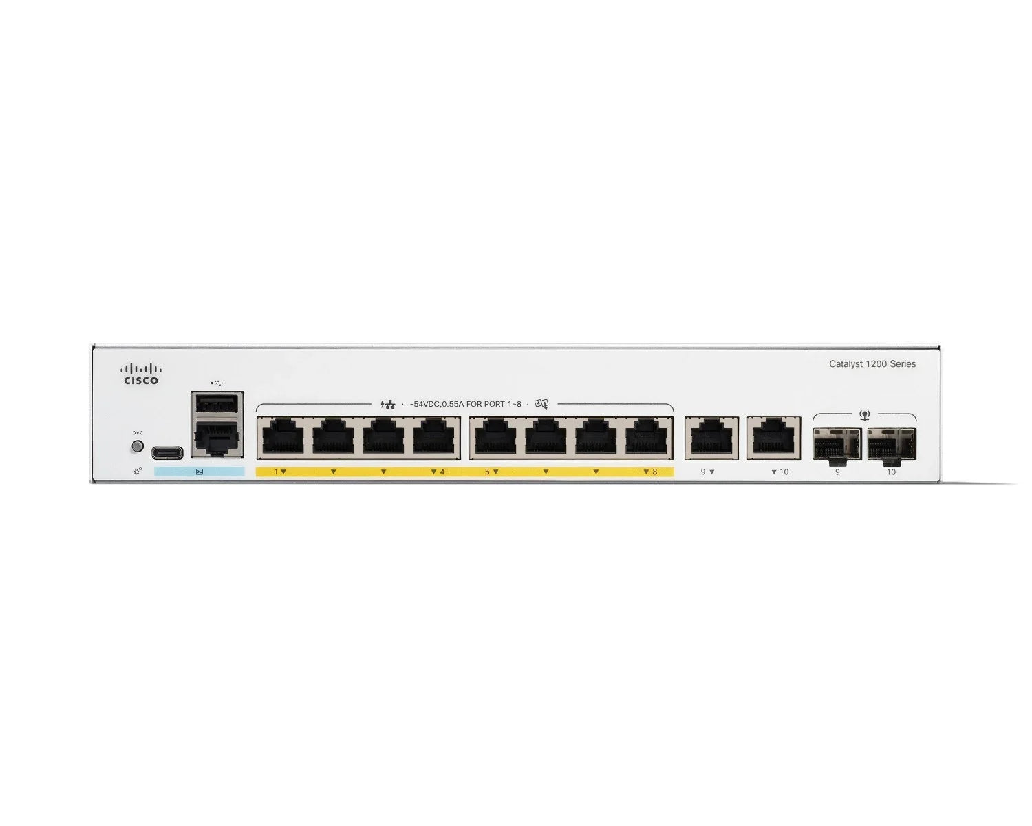 Cisco Catalyst C1200-8FP-2G 8-Port Managed PoE+ Switch, 2x1G SFP/RJ-45 Combo