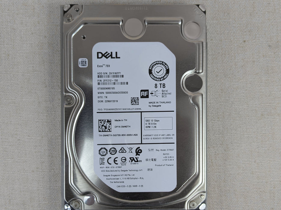 Dell M40TH 8TB 7.2k 12Gb/s 3.5" SAS Hard Drive ST8000NM0185 w/ 14G Tray