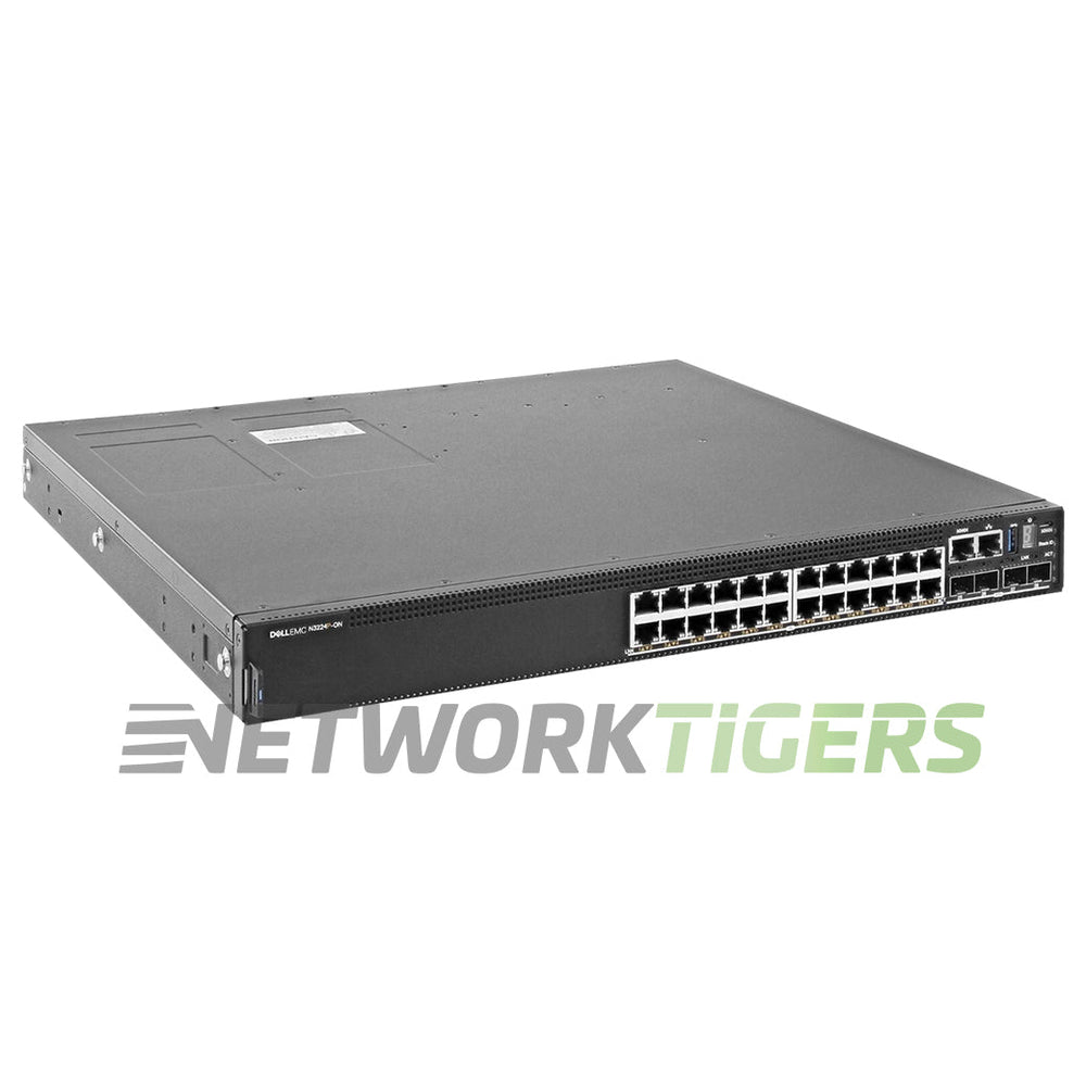 Dell N3224P-ON 24x 1GB PoE RJ45 4x 10GB SFP+ 2x 100GB QSFP28 F-B Air Switch