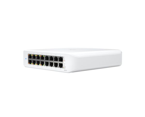 USW-LITE-16-POE - Ubiquiti UniFi Lite 8-Ports 10/100/1000BASE-T Ethernet and 8-Ports PoE+ Layer 2 Wall-mountable Managed Network Switch