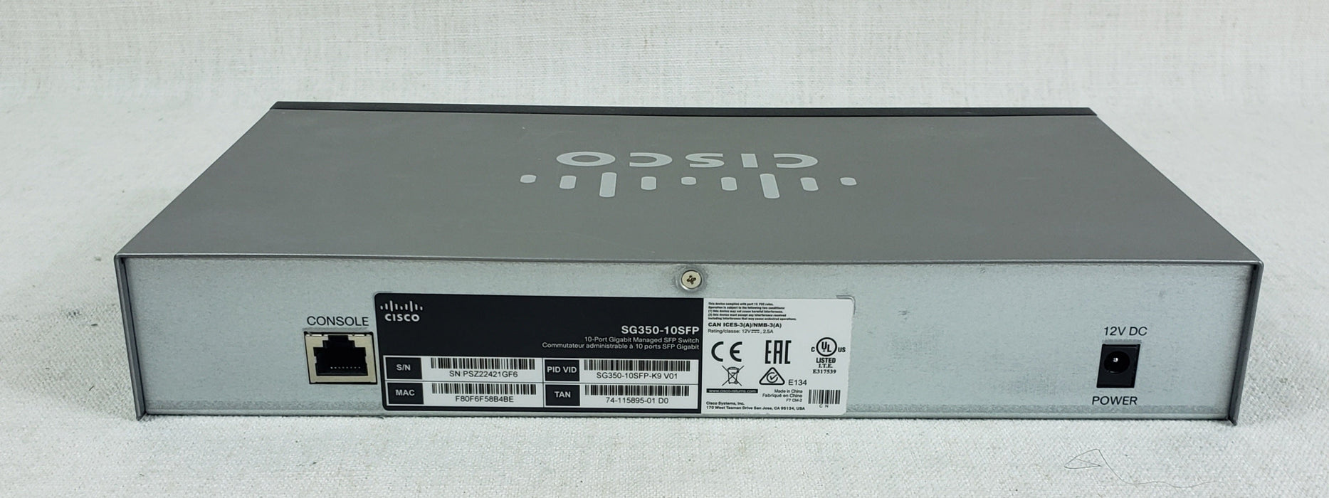 Cisco SG350-10SFP-K9 8x GbE SFP Ports 2x Combo Ethernet Network Switch No AC