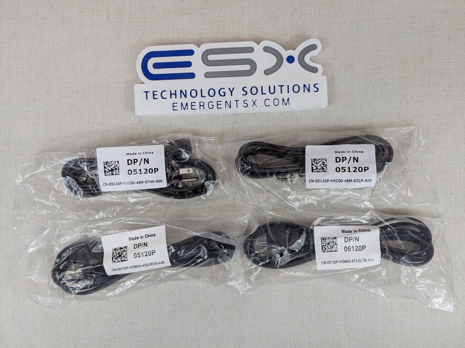 Lot of 4x Dell 5120P 6' 125V AC 10A C13 to NEMA 5-15P Power Cable