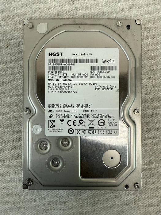 HGST HUS724020ALA640 2TB 7.2K 6GB/s 3.5" SATA HDD | 0F19451