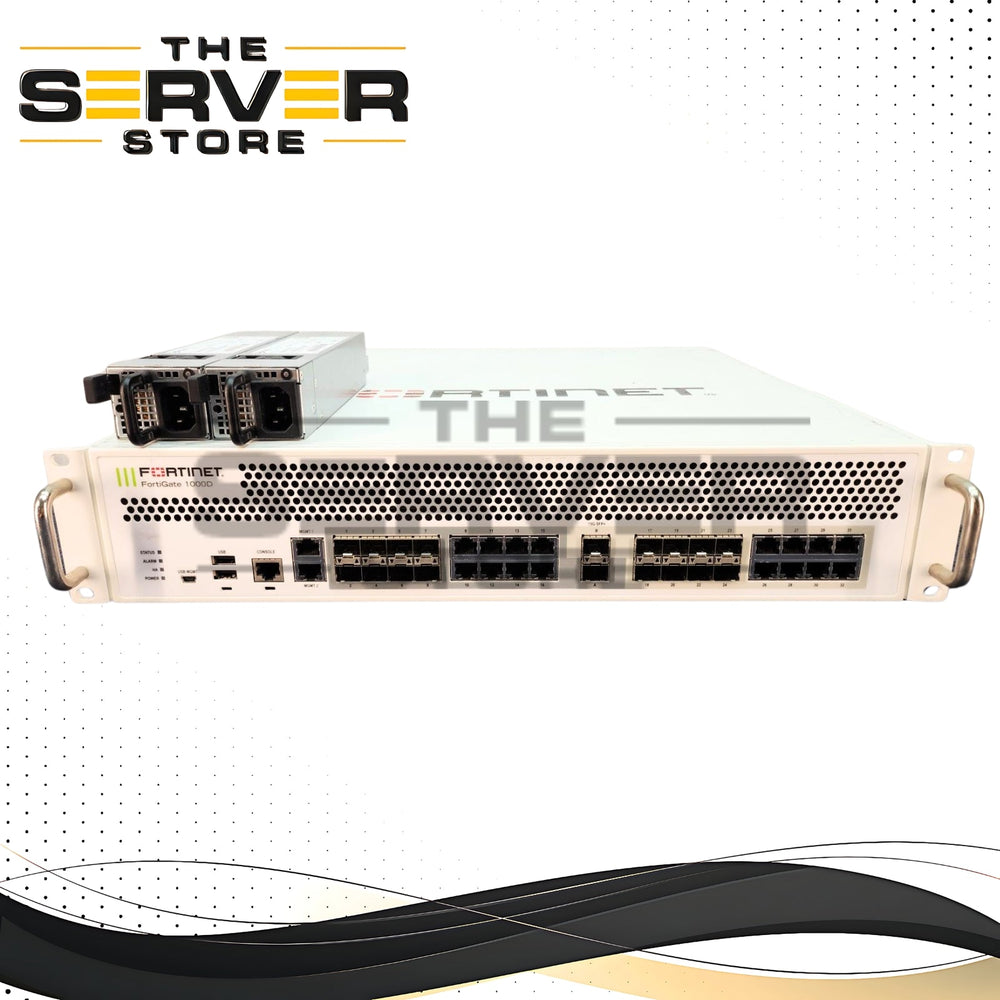 Fortinet FortiGate-1000D 2U Rackmount Network Security Firewall Appliance. Featuring 2x GE RJ45 Management Ports, 16x GE SFP Slots, 16x GE RJ45 Ports, 2x 10GE SFP+ Slots. P/N: FG-1000D.