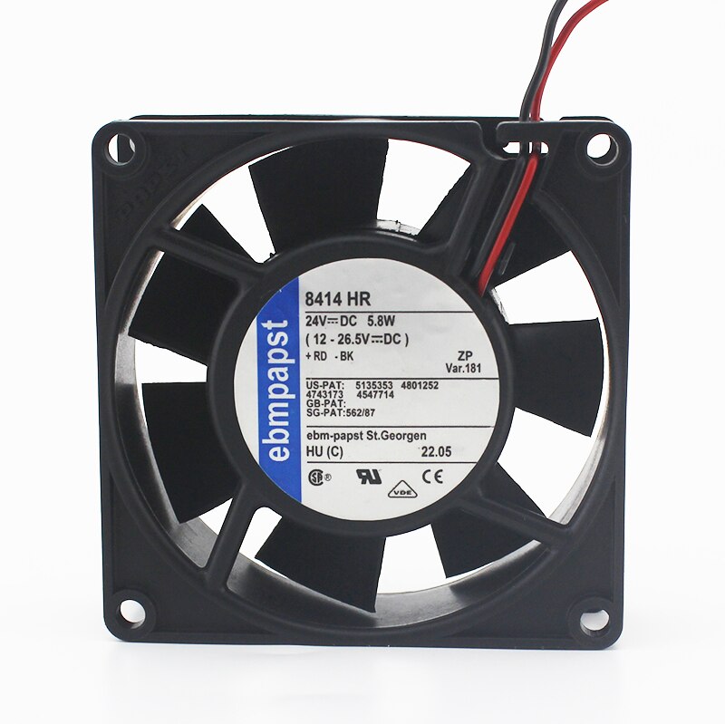 ebm-papst 8414HR 80x80x25mm 24V DC 2-Wire Axial Cooling Fan