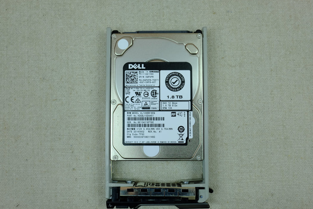 Dell GP3FR 1.8TB 10k 12Gb/s 2.5” SAS Hard Drive Toshiba AL14SEB18EQ