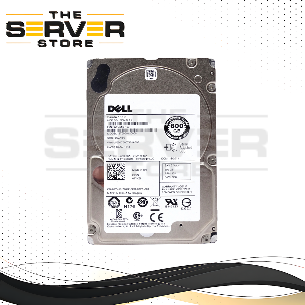 Dell Enterprise 600GB SAS 6G 10K SFF 2.5" HDD Seagate ST600MM0006 07YX58 7YX58