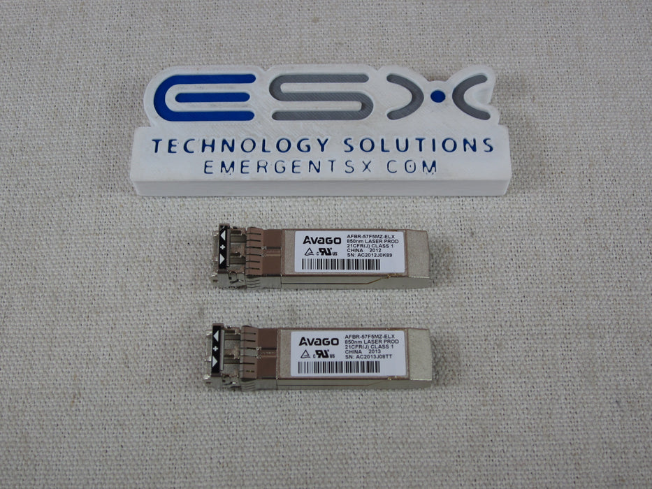 Lot of 2x Avago AFBR-57F5MZ-ELX 16GB/s FC SW SFP+ Optical Transceiver