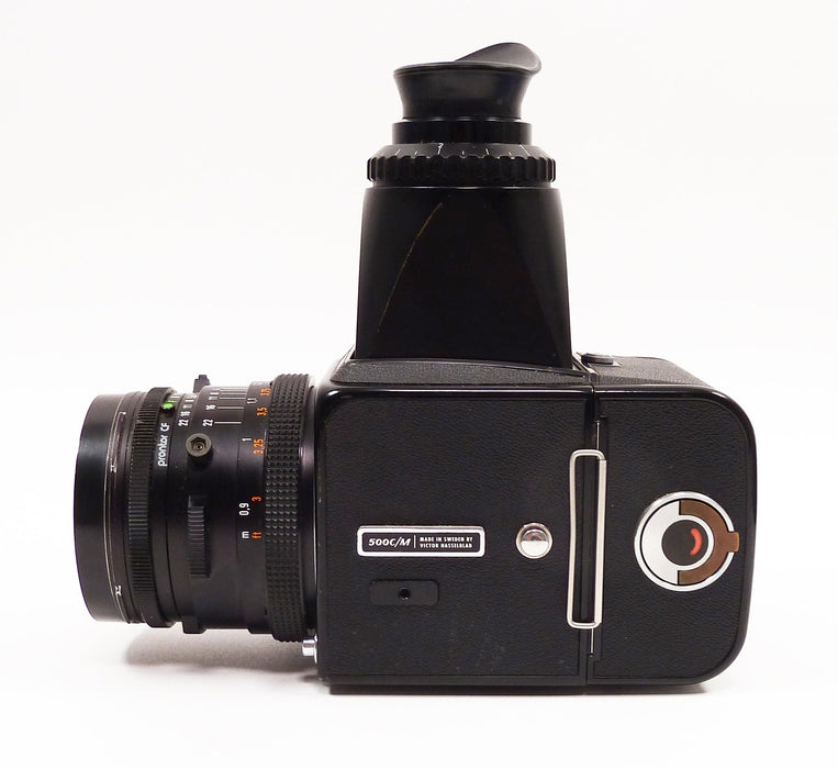 Hasselblad 500C/M Black with Planar 80mm f2.8 CF Lens-A12 Back and Chimney Finder