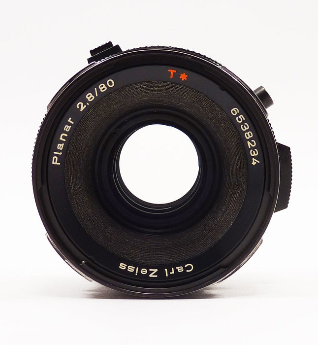Hasselblad 500C/M Black with Planar 80mm f2.8 CF Lens-A12 Back and Chimney Finder