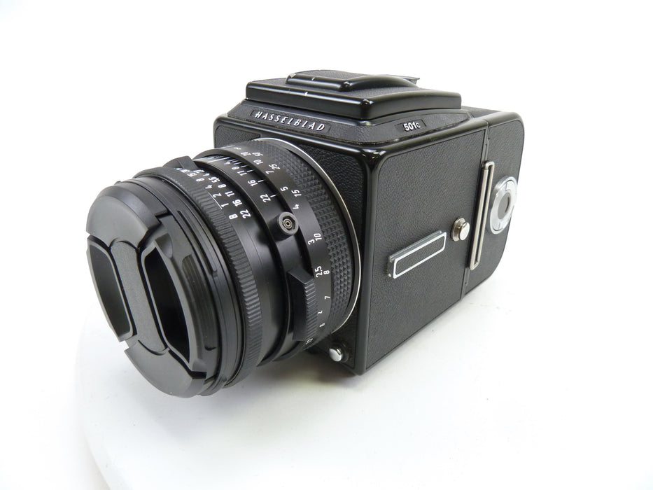 Hasselblad 501C Black Camera Outfit with 80MM f2.8 C T*, 120 Back, and Waist Level Finder