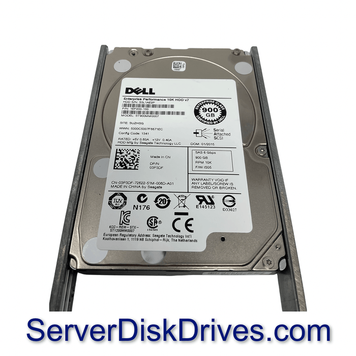 3P3DF Dell Enterprise 900GB 10K 6Gb/s 2.5" SFF SAS Drive ST900MM0007