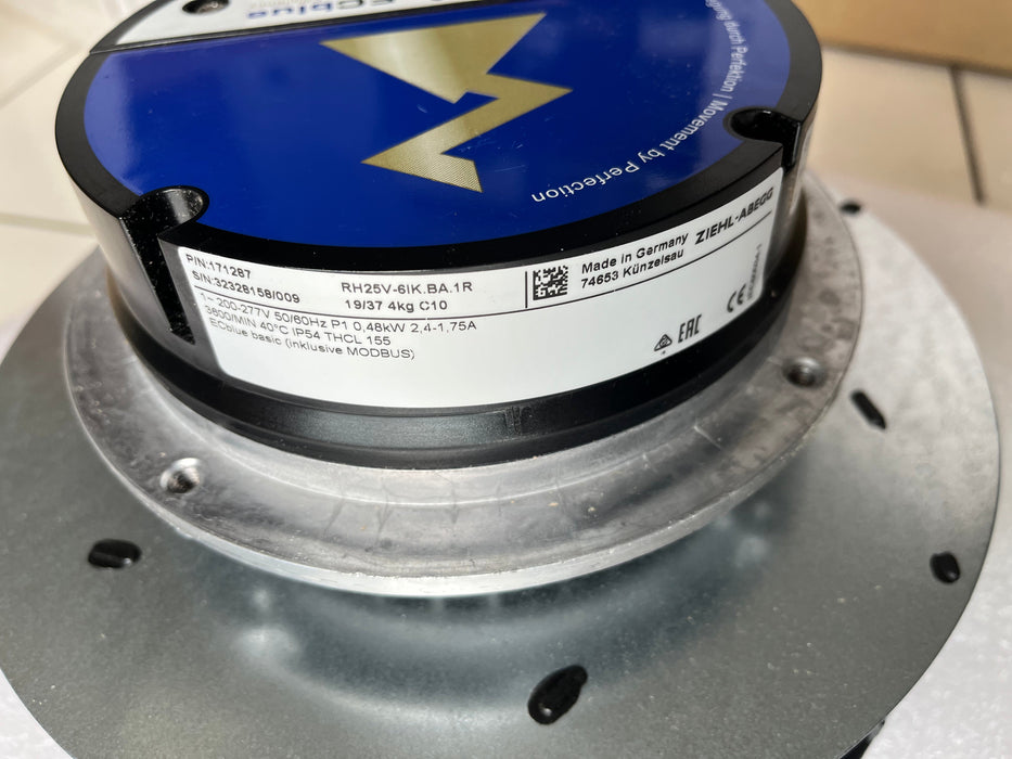 RH25V-6IK.BA.1R ZIEHL-ABEGG centrifugal fan 640W 1~200-277V 2.4/1.75A 2860-3250RPM