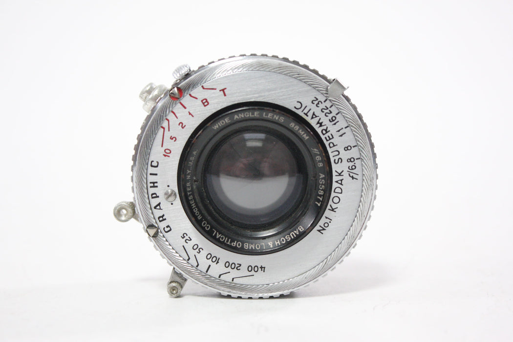 Kodak 88mm f/6.8 Graphic No. 1 Supermatic Bausch & Lomb Wide Angle Lens