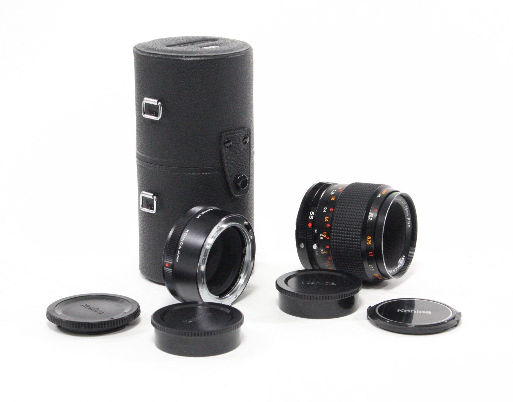 Konica 55mm f/3.5 Macro-Hexanon with Macro Adapter and Case for Konica AR Mount