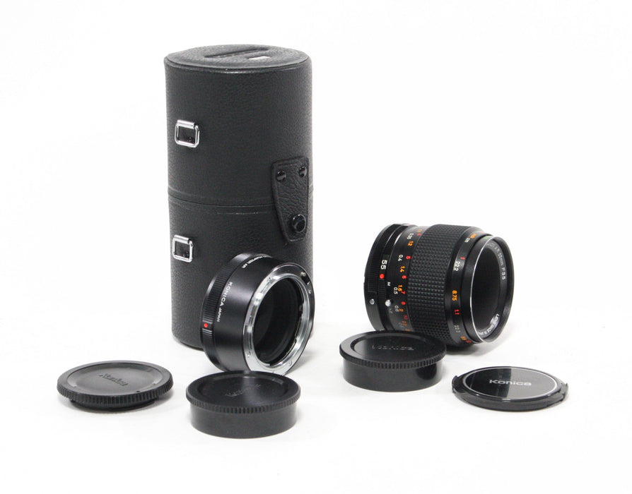 Konica 55mm f/3.5 Macro-Hexanon with Macro Adapter and Case for Konica AR Mount