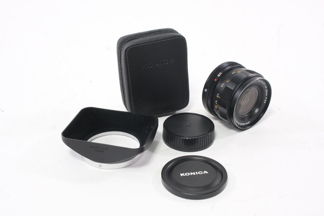 Konica Hexanon 28mm f/3.5 Lens with Hood for Konica AR Mount