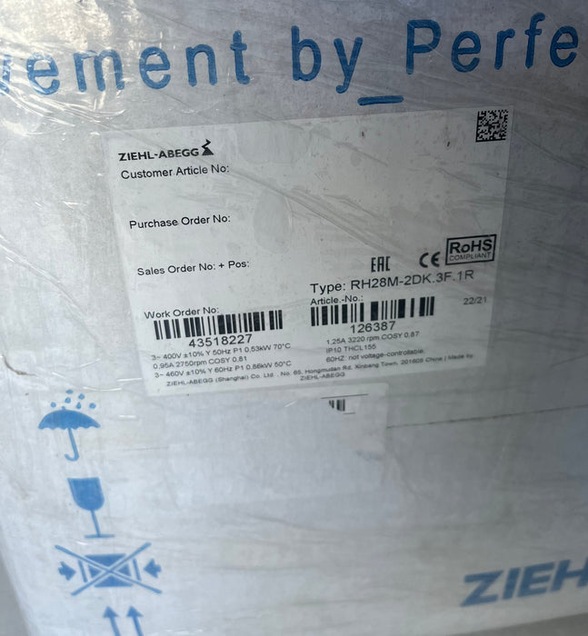 RH28M-2DK.3F.1R MK092-2DK.10.U ZIEHL-ABEGG centrifugal fan for Siemens 6ES70 VFD Inverters Fan