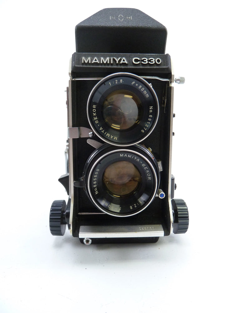 Mamiya C330 Camera Outfit with 80MM f2.8 Blue Dot Lens and Prism Finder
