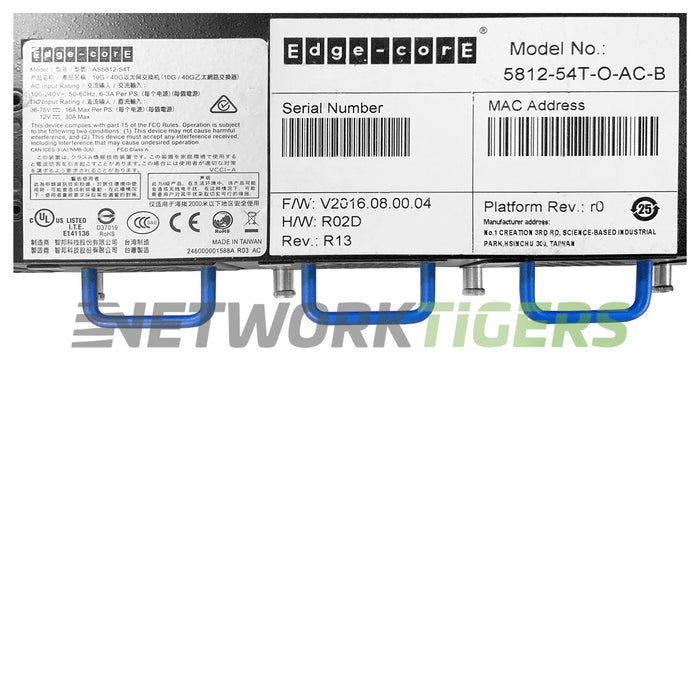 Mellanox EdgeCore 5812-54T-O-AC-B 48x 10GB Copper 6x 40GB QSFP+ ONIE Switch