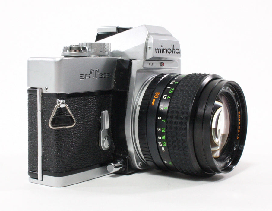 Minolta SRT202 SLR Camera w 50mm f/1.4 Rokkor-X Lens and Minolta ElectroFlash 280