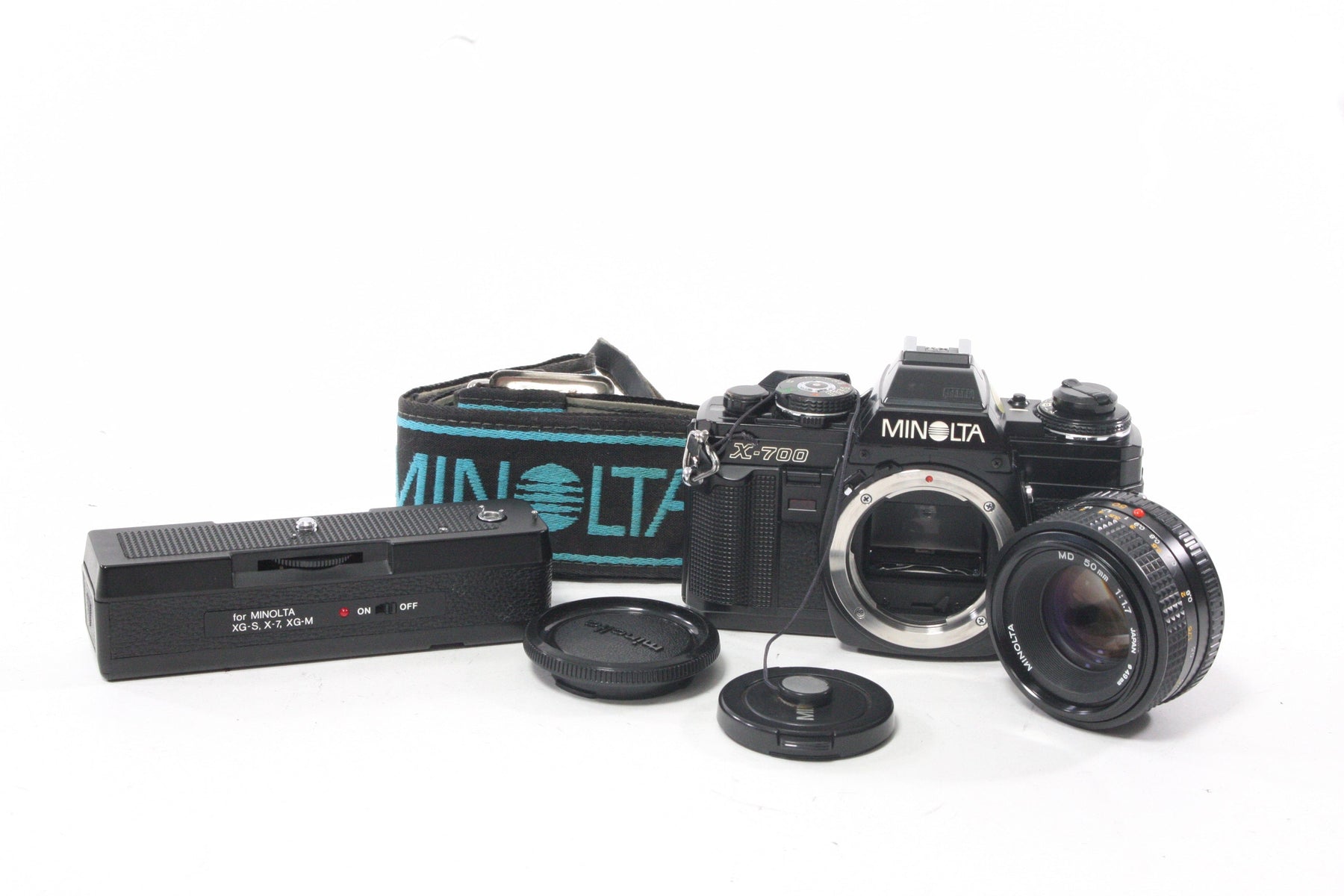 Minolta X-700 SLR Camera with 50mm f/1.7 Lens with Power Winder and Strap