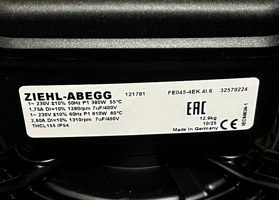 FE045-4EK.4I.6 ZIEHL-ABEGG Axial Fan 230V 0.61kW 2.8A 1310rpm