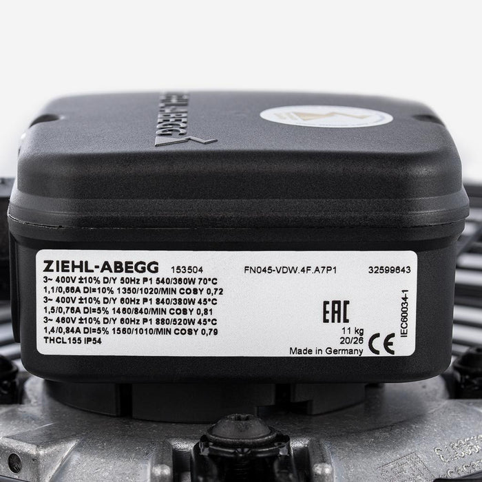 FN045-VDW.4F.A7P1  ZIEHL-ABEGG Axial Fan 400V 0.32/0.88 kW 0.66/1.40A 1560/1020rpm