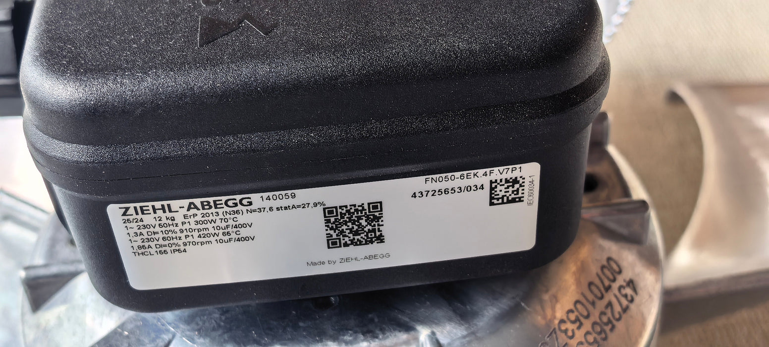 FN050-6EK.4F.V7P1 ZIEHL-ABEGG Axial Fan 230V 0.27kW 1.25A 900rpm