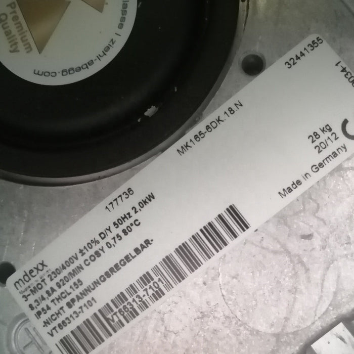 MK165-6DK.18.N ZIEHL-ABEGG Centrifugal Fan 230V/400V 2.0KW 8.3/4.8 A for Atlas Air Compressor Motor Replace by YWF(K)166-6D90-E03