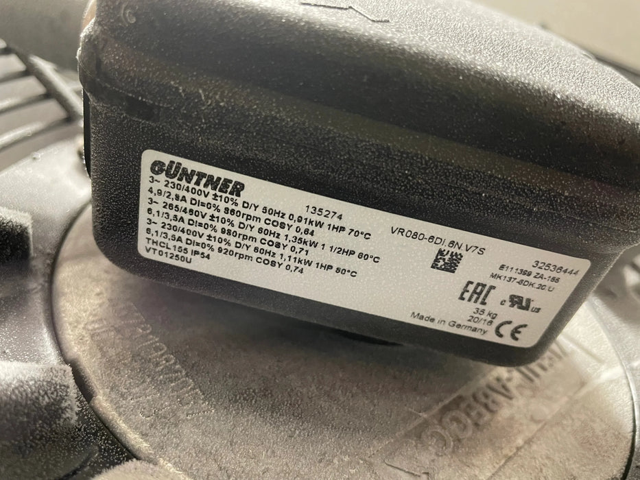 VR080-6DI.6N.V7s ZIEHL-ABEGG Axial Fan 3~230/400V 1.7kW 7.3/4.2A 1340rpm