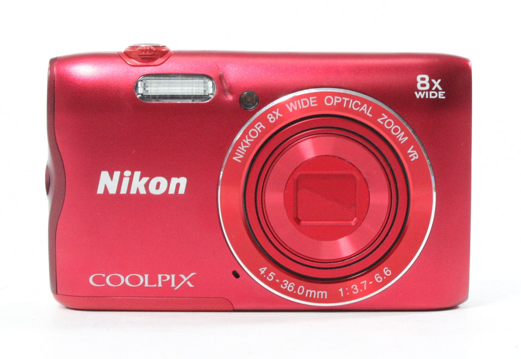 Nikon Coolpix A300 Digital Camera (Red) 8x Zoom 20.1mp