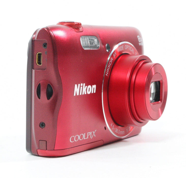 Nikon Coolpix A300 Digital Camera (Red) 8x Zoom 20.1mp