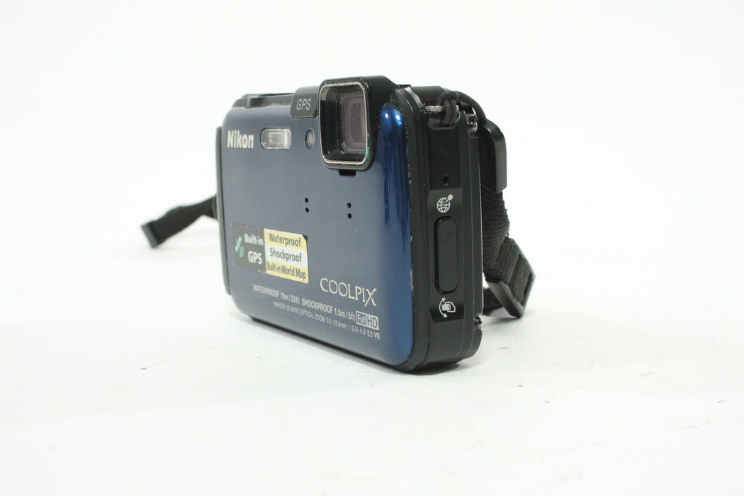 Nikon Coolpix AW100 Waterproof Digital Point-and-Shoot Camera 5x Zoom 16.0mp (Blue)
