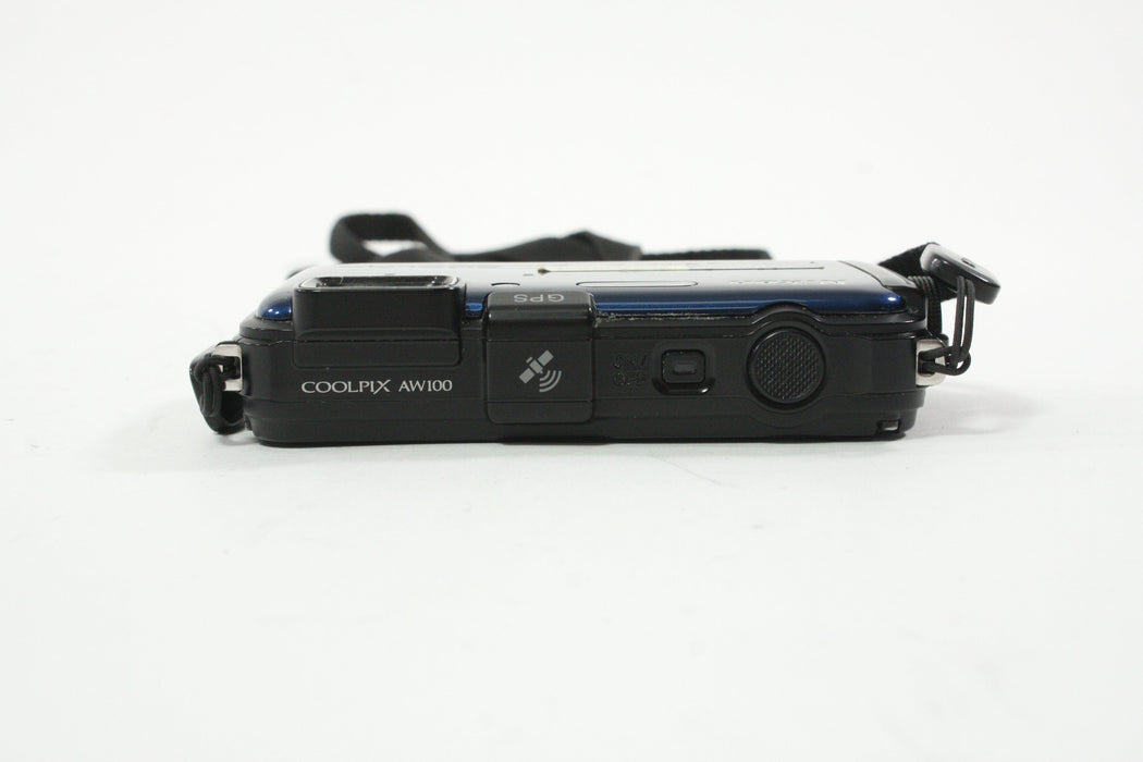 Nikon Coolpix AW100 Waterproof Digital Point-and-Shoot Camera 5x Zoom 16.0mp (Blue)