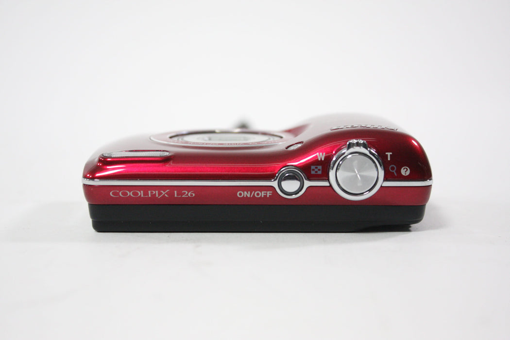 Nikon Coolpix L26 Digital Point and Shoot Camera 5x Zoom 16.1mp Red