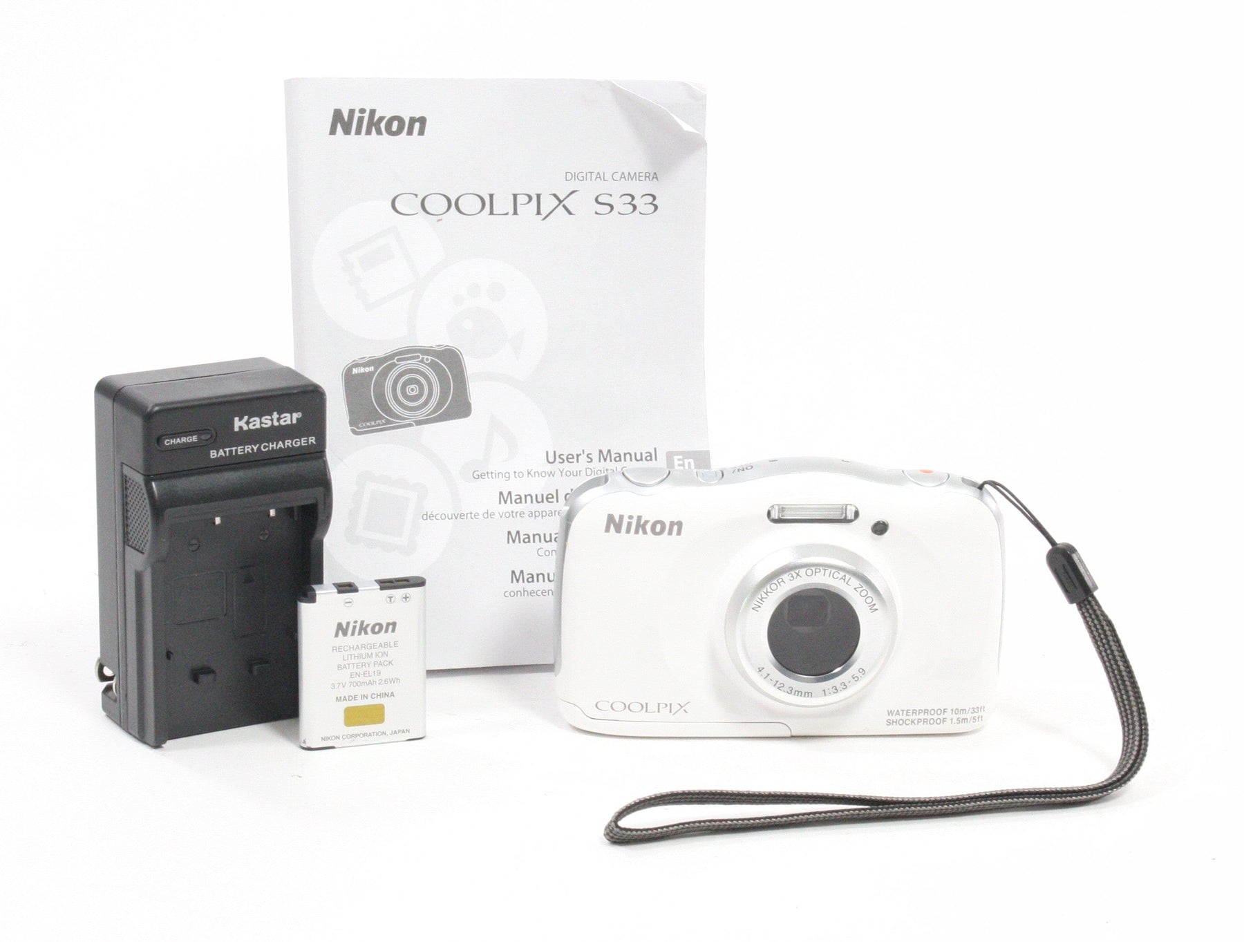 Nikon Coolpix S33 Waterproof Digital Camera (White)