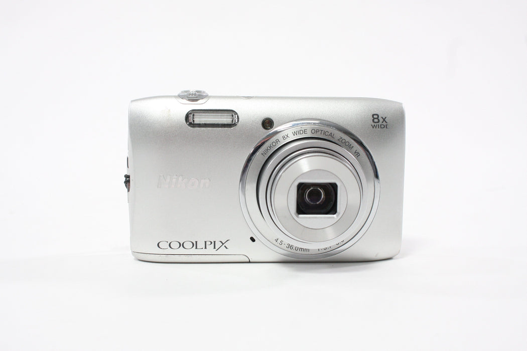 Nikon Coolpix S3600 Digital Camera 8x Zoom 20.1mp (Silver)