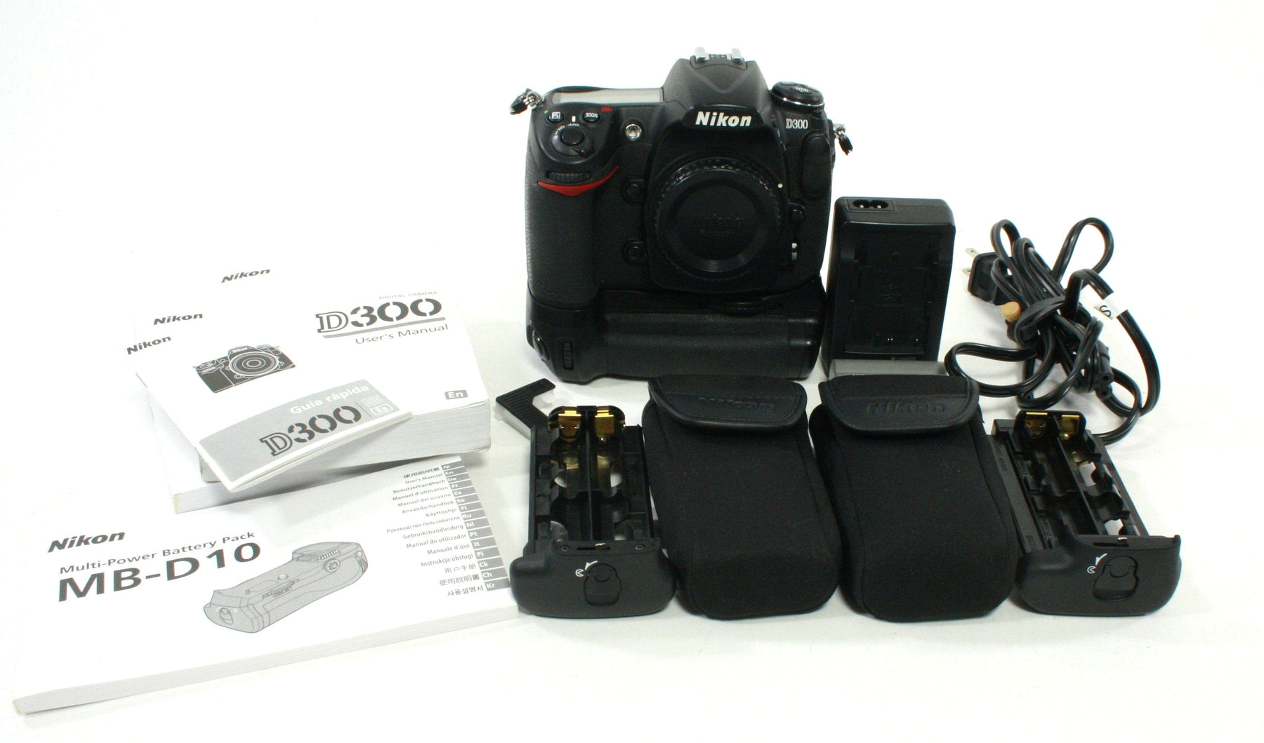 Nikon D300 Digital SLR w Nikon Grip and 2 AA Trays - Shutter Count 9,630