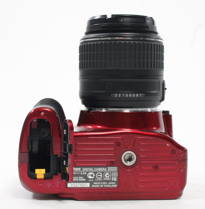 Nikon D3200 DSLR with 18-55 f/3.5-5.6 GVRII Lens with Shutter Count 3,531 (Red)