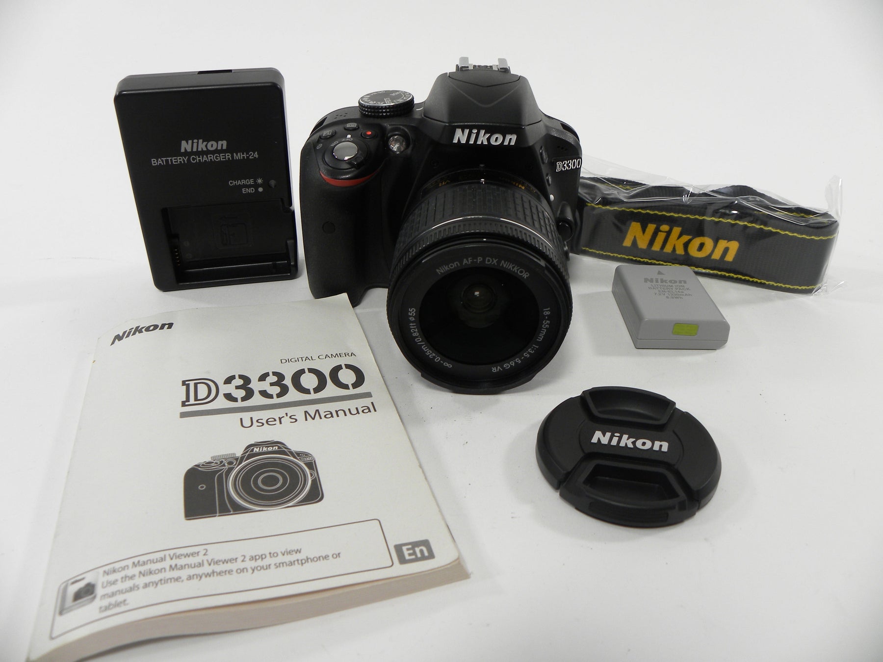 Nikon D3300 24.2mp Digital SLR w/Nikon AF-P 18-55 DX VR Shutter Ct. 1,383