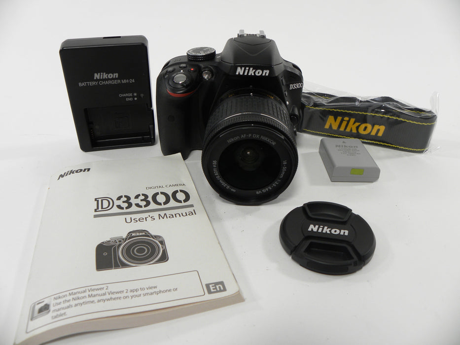 Nikon D3300 24.2mp Digital SLR w/Nikon AF-P 18-55 DX VR Shutter Ct. 1,383