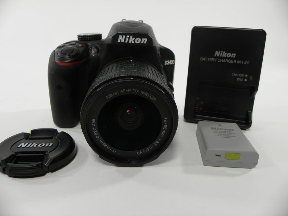 Nikon D3400 24.2mp Digital SLR w/AF-P 18-55 DX VR Lens Shutter Ct. 2,881
