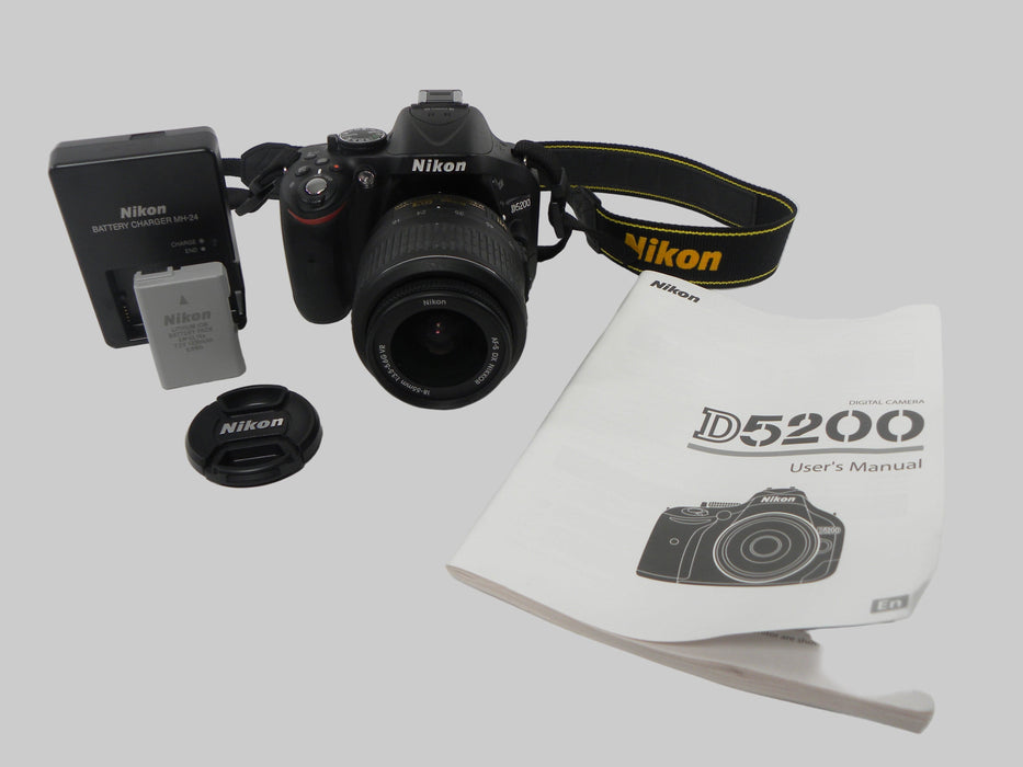 Nikon D5200 24.1mp Digital SLR w/AF-S Nikkor DX VR 18-55 Shutter Ct. 1,260