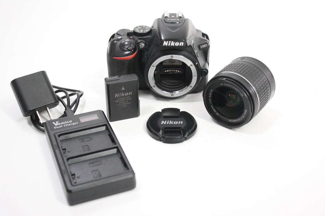Nikon D5600 DSLR Camera with Nikon 18-55mm f/3.5-5.6G VR DX AF-P Lens with Shutter Count 102,565