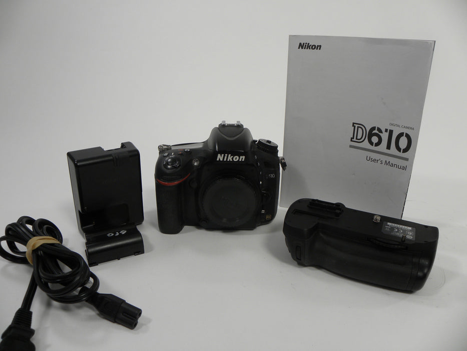 Nikon D610 24.3mp Digital SLR Body Only w/MB-D14 Battery Grip