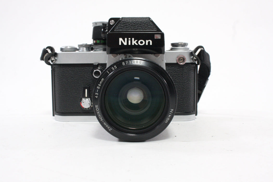 Nikon F2 35mm SLR Camera with 43-86mm f/3.5 Zoom Lens and AP-1 Finder