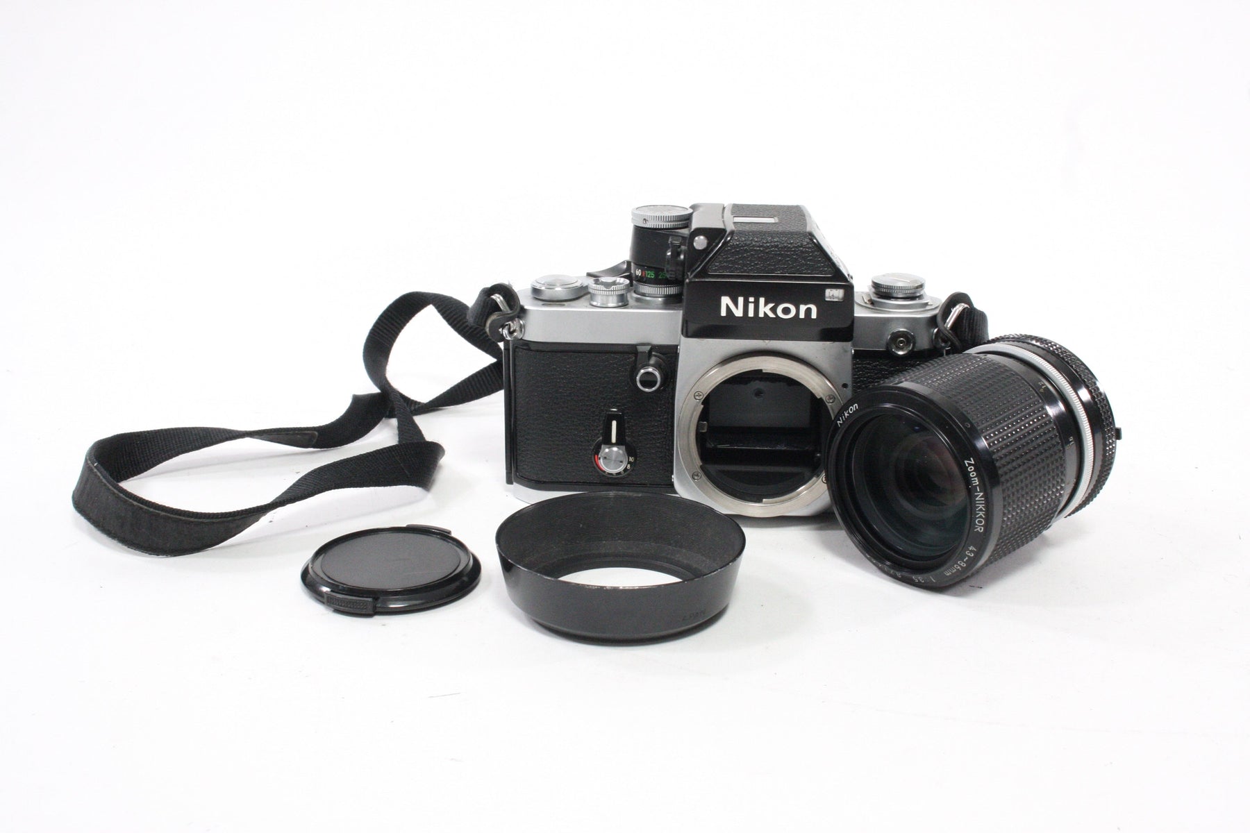 Nikon F2 35mm SLR Camera with 43-86mm f/3.5 Zoom Lens and AP-1 Finder