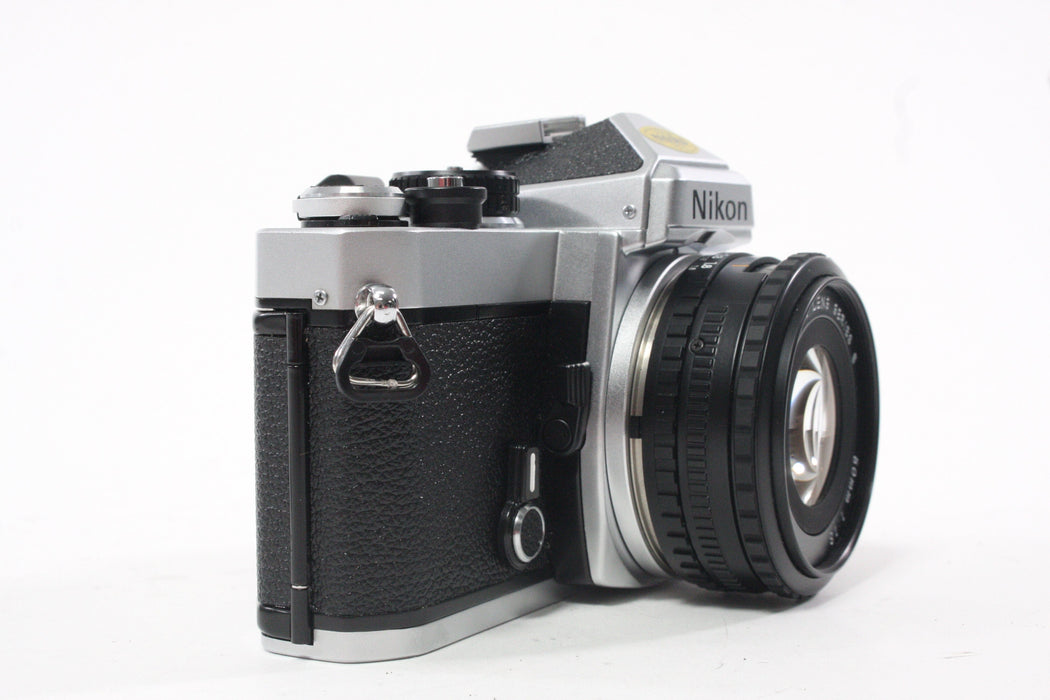 Nikon FE Chrome 35mm SLR Camera with 50mm f/1.8 Lens
