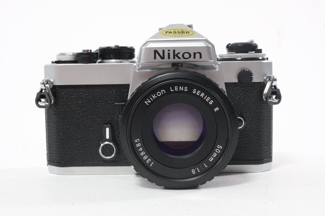 Nikon FE Chrome 35mm SLR Camera with 50mm f/1.8 Lens